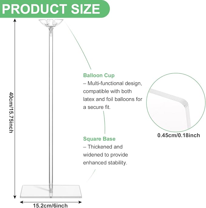 6 Pack Clear Acrylic Balloon Stands - Image 2