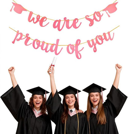 2026 Graduation Banners Party Decoration Rose Gold Glitter Graduate Banners | - Image 5