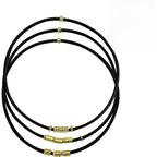 Black Extra Large Long Bracelet Hair Ties for Thick Curly Hair, 3 Pack 3mm Elastic Ponytail Holders Accessories for Women No Damage Stretchy Pony Tails Bands with Gold Metal Charms Beads