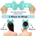 Shintop Sweet Super Soft Caroset Polka Dots Wash Cosmetic Headband Hairlace (Green)
