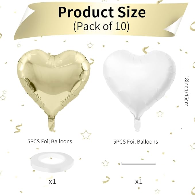 Biapian Pastel Gold Heart Balloons - Image 2