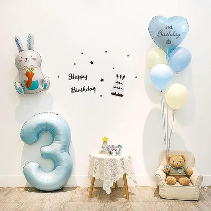40 Inch Matte Blue 3 Number Balloons Light Blue Number 3 Foil Balloon Mylar - Image 6