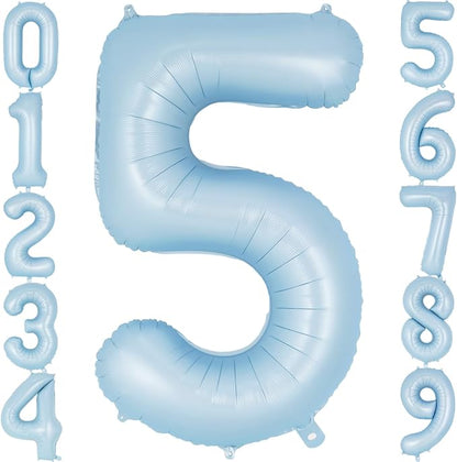 Light Blue Number 5 Balloon, 40 Inch Big Large Foil Number Balloons, Giant by AIQINHU