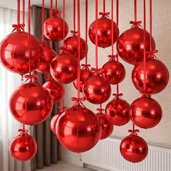 HILAVO 12PCS Red Round Foil Balloons by HILAVO