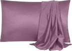 uxcell 2 Pack Silk Satin Pillowcase for Hair and Skin, Cool, Silky, Soft Breathable Pillow Cases Queen Size 20x30 Inch Sateen Pillowcase Mauve with Envelope Closure