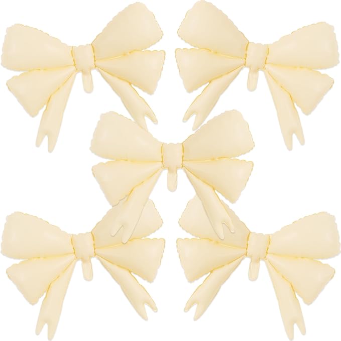 Vuzvuv 5 Pcs 30 Inch Foil White Bow Balloons by Vuzvuv