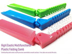 3pcs Hair Brush Set - Folding Travel Brush, Fine Tooth Pocket Comb, Massage Head & Baby Braiding Brush for Kids and Adults in Green/Pink/Blue