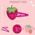 IKOLA Snap Hair Clips for Girls, Sequin Strawberry Hair Clips Water Drop Non Slip Fabric Hair Barrettes Sparkly Hair Accessories for Kids, Toddler Girls - Hot Pink