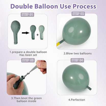 Dusty Green Pink Purple Balloons Arch Kit, Double Stuffed, Party. | Dusty Pink - Image 3
