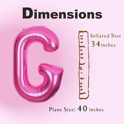 SUWEN 40 Inch Hot Pink Large G Letter Balloons Big Foil Helium Letter A-Z | - Image 4