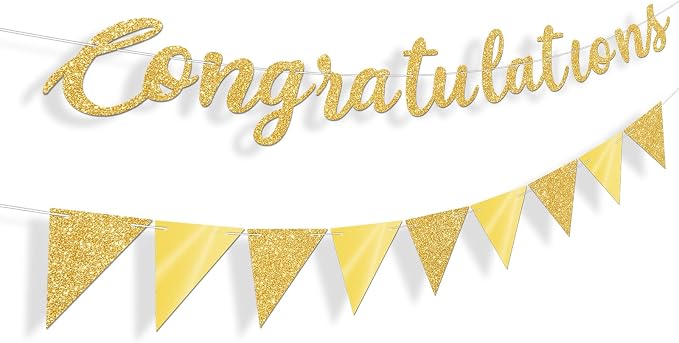 Glitter Gold Congratulations Banner - Image 2