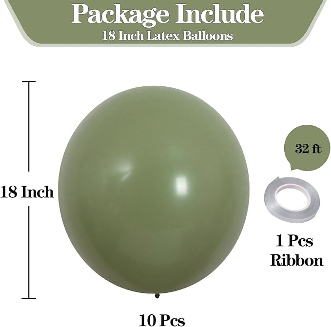 18 inch Avocado Green Balloons - Image 2
