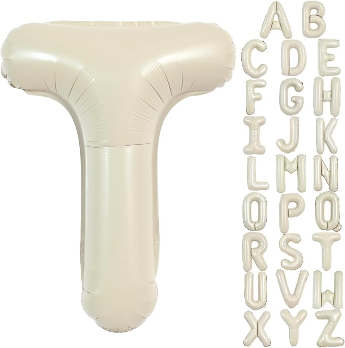 TONIFUL 40 Inch Large Cream White Letter T Balloons Giant Alphabet Letter by TONIFUL