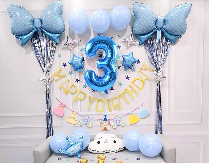 TONIFUL 40 Inch Blue Number 3 Balloons Large Foil 3rd Birthday Decorations | - Image 7