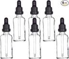 YIZHAO Clear Glass Dropper Bottle 2oz, Tincture Bottles with Glass Dropper, for Essential Oils, Aromatherapy, Cosmetic, Laboratory, Pharmacy, Liquids, Travel –6 Pcs