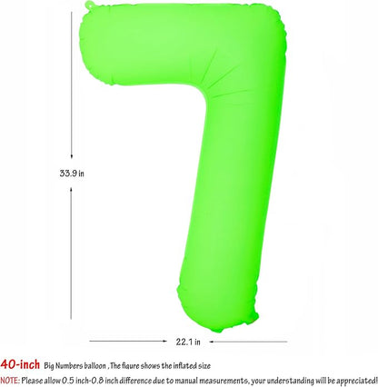 Green Birthday Number 7 Balloon 40 inch Fluorescent Green Number 7 | Helium - Image 2