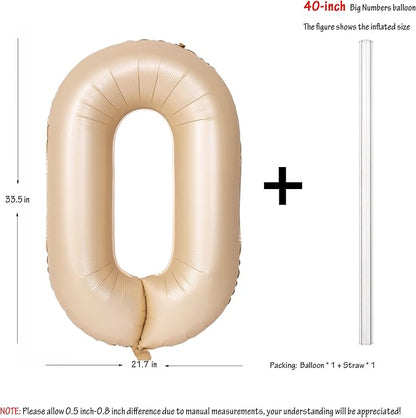 40 In Caramel Number Balloons Helium Foil Mylar latex Balloon Digital 0 | - Image 3