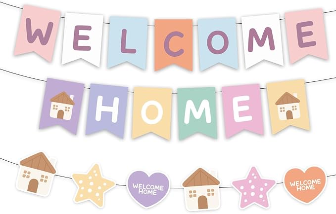 Welcome Home Banner, Colorful Paper Welcome Home Decorations by Rujor