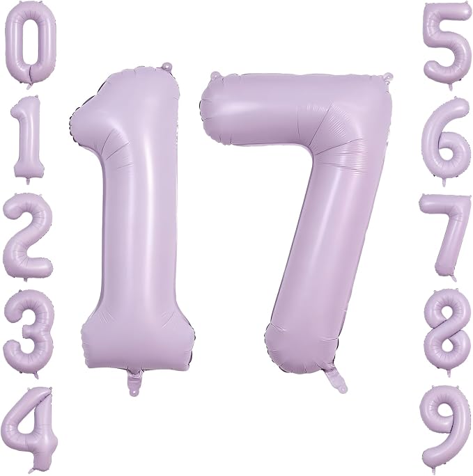 40 Inch Lavender Foil Number 17 Balloon by TNCDJKPA