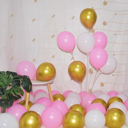 300 Pcs Pink Gold White Balloons 5 Inch Pink White and Metallic Gold Assorted by BAOKUANHU