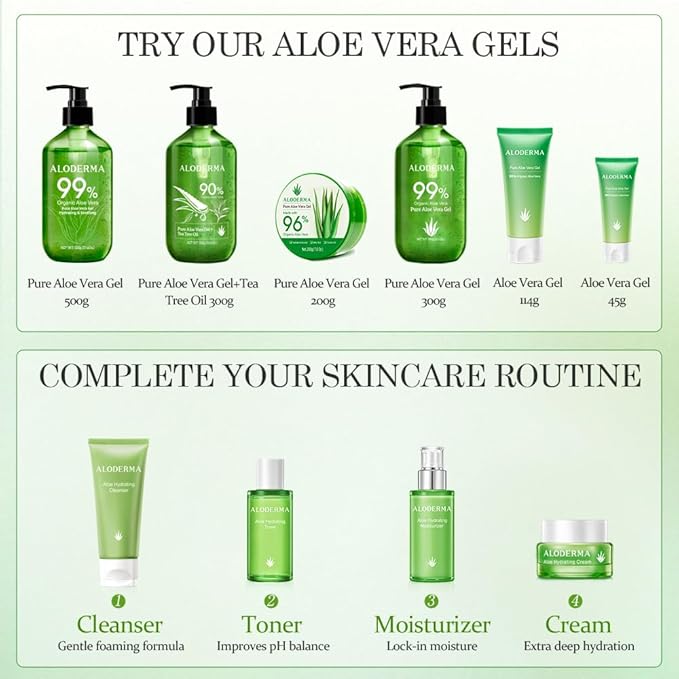 Aloderma Organic Aloe Vera Gel for Face Made within 12 Hours of Harvest, 96% Pure Aloe Vera Gel for Skin, Scalp, & Hair, Soothing Aloe Face Moisturizer, Multipurpose, Hydrating Aloe Gel, 7oz, 3-Pack