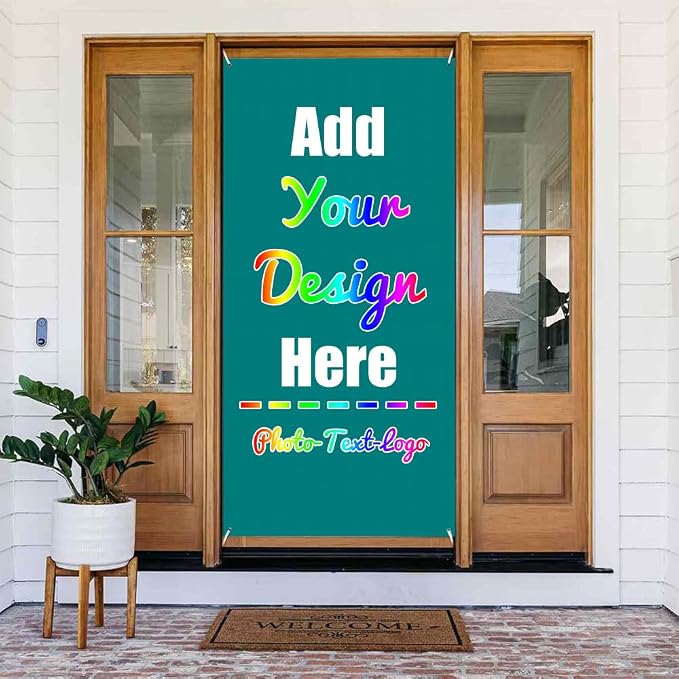 Custom Door Cover Banner, Teal | Decoration Banner Background Sign, Pictures by ZOLRITH