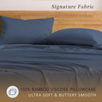 TOSMO Luxury Pillow Case Set of 2 - Cooling Viscose Derived from Bamboo, Oeko-TEX, Breathabl Silky Soft Pillow Cases with Envelope Closure (King / 20x36, Blue Grey)