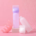 2 Pack Hair Oil Applicator Bottle for Scalp with Massage Comb,6 OZ Hair Oil Bottle with Root Comb for Scalp, Shampoo Scrubber Applicator,Hair Dye Tools(Purple, white)