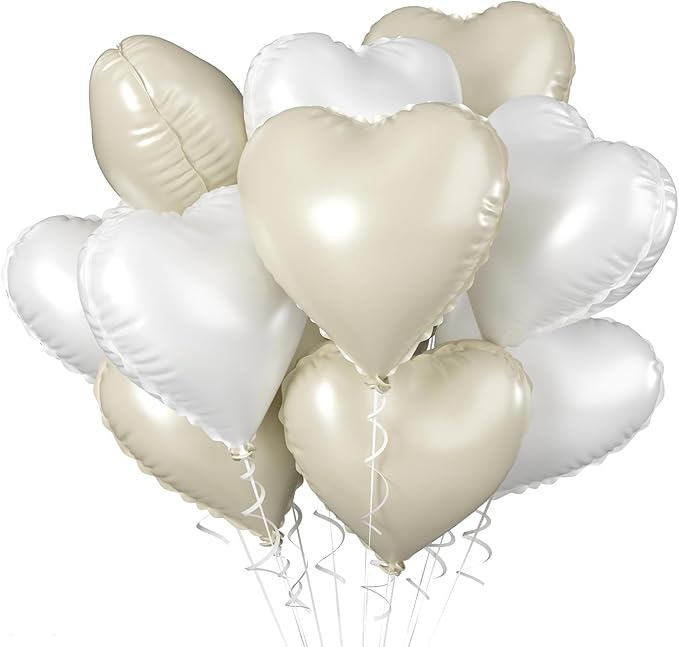 Biapian Cream Heart Balloons, 18 Inch Sand White Heart Shape Balloons Foil by BIAPIAN