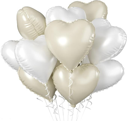 Biapian Cream Heart Balloons, 18 Inch Sand White Heart Shape Balloons Foil by BIAPIAN