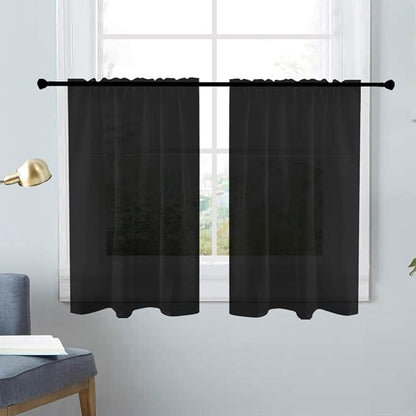 SpaceDresser Basic Rod Pocket Sheer Voile Window Curtain Panels Black 1 Pair 2 by SpaceDresser