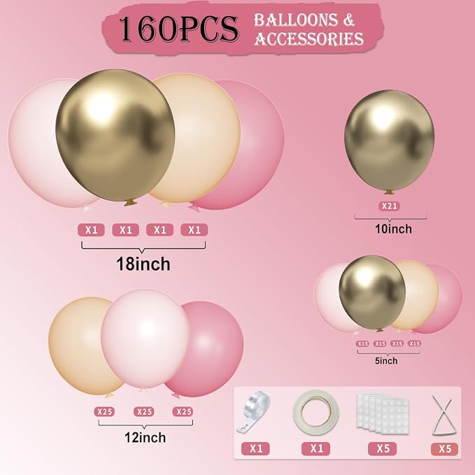 Blush Pink Neutral Gold Balloon Arch Kit - Image 2