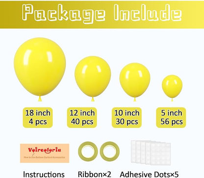Voircoloria 130pcs Yellow Balloons Garland Arch Kit, 18 12 10 5 Inch | - Image 2