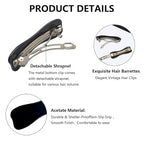 Hair Clips for Women,3.5 Inch Acetate Medium Hair Claw Clips for Women Thin Thick Curly Hair,Strong Hold No Slip Grip,French Classic Multicolor Barrettes Hair （Black Bow ）