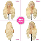 613 Lace Front Wig Human Hair 200 Density Full & Thick 13x6 HD Transparent Lace Body Wave 613 HD Lace Frontal Wig Pre Plucked With Baby Hair Blonde Wigs for women 34 Inch