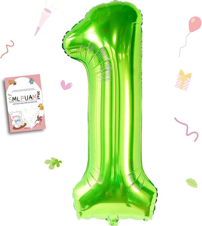 40 inch Number Balloon 0-9 Green Large Number 1 Balloons, Digital Balloons by Smlpuame