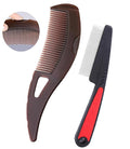Dandruff Comb Fine Tooth Scalp Detox Comb Lice for Women, Men & Kids Stainless Steel Scalp Detoxing, Sweep & Massage Hair Brush Tool for Hair Care (Brown+Red)