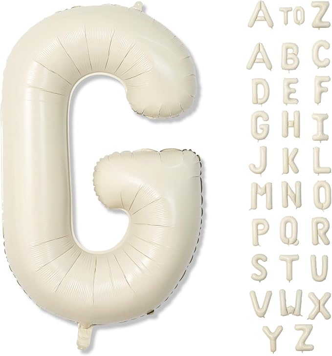40 Inch Custom Letter Balloons, Giant Alphabet G Foil Name Balloon Cream White by Lingqiang