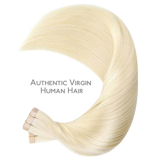WENNALIFE Tape in Hair Extensions Human Hair, 40pcs 60g 10 inch Platinum Blonde Hair Extensions Real Human Hair Straight Tape in Extensions Invisible Human Hair Extensions Reusable Real Hair Extension