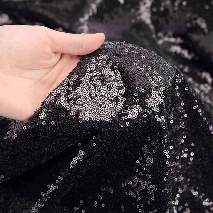 Eternal Beauty Black Sequin Backdrop Curtains, 2 Panels 2x8FT | 3mm Sparkle - Image 9