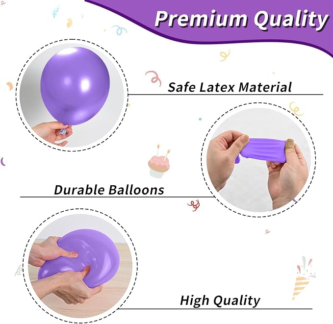 Purple and Gold Balloons, 12 Inch Purple Black and Sand Gold Balloons - Image 3