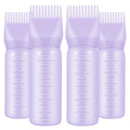 4Pcs Root Comb Applicator Bottle, 6 Ounce Hair Dye Bottles with Comb and Graduated Scale Plastic Hair Oil Brush for Hair Care and Color, Purple