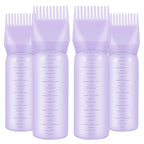 4Pcs Root Comb Applicator Bottle, 6 Ounce Hair Dye Bottles with Comb and Graduated Scale Plastic Hair Oil Brush for Hair Care and Color, Purple