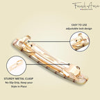 French Amie Small 2 1/4 inch Celluloid Handmade Hair Barrette No Slip Grip Durable Styling Women Hair Accessories Hair Clip for Girls, Made in France(Ivory Brick)