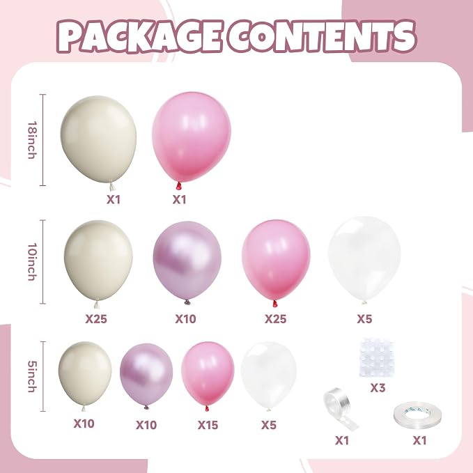 Pink and White Balloon Arch Kit, Boho Balloon Garland - Image 2