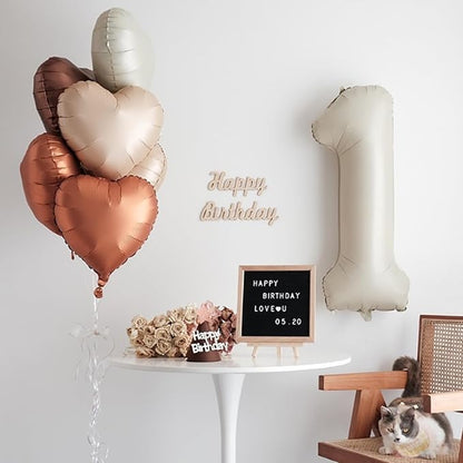 Brown Apricot Heart Balloons, 18inch Nude Neutral Foil Balloons - Image 6