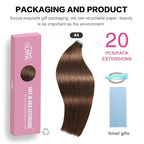 SUYYA Tape in Hair Extensions Remy Human Hair Chocolate Brown Color 14 inches 40g 20pcs Straight Seamless Skin Weft Tape in Human Hair Extensions(14 inches #4 Dark Brown)