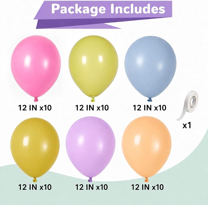 Boho Rainbow Balloons 60 Pcs Hippie Floral Wildflower Retro Pink Green Yellow - Image 2