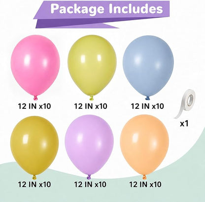 Boho Rainbow Balloons 60 Pcs Hippie Floral Wildflower Retro Pink Green Yellow - Image 2