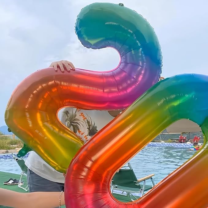 Rainbow Number 4 Balloon 40 Inch Rainbow 4 Balloon Giant Helium Foil Number 0 - Image 6